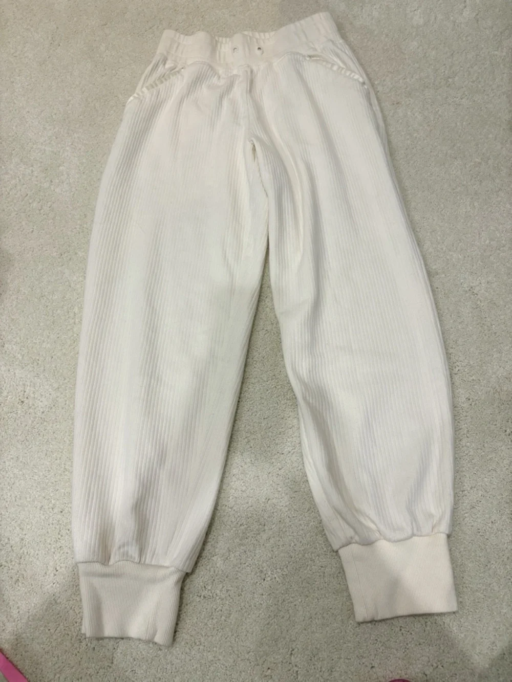 VARLEY White Ribbed Women's Relaxed Jogger Pants Small